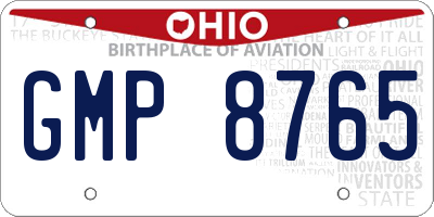 OH license plate GMP8765