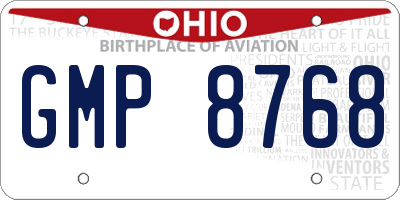 OH license plate GMP8768