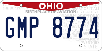 OH license plate GMP8774
