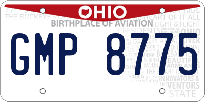 OH license plate GMP8775