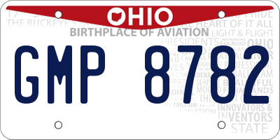 OH license plate GMP8782