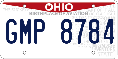 OH license plate GMP8784