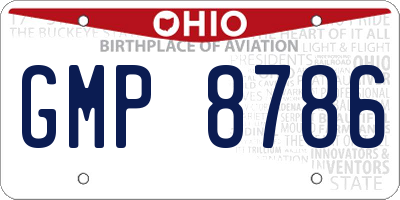 OH license plate GMP8786