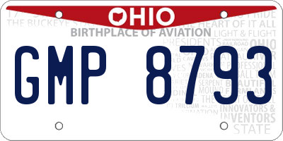OH license plate GMP8793