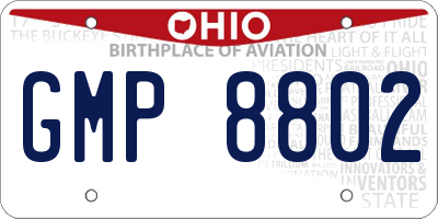 OH license plate GMP8802