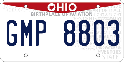 OH license plate GMP8803