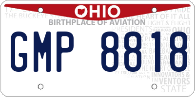 OH license plate GMP8818