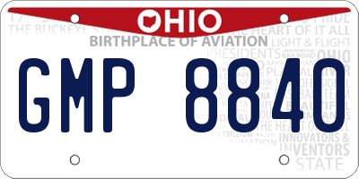 OH license plate GMP8840