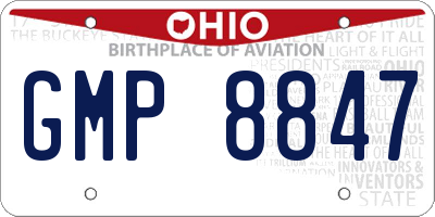 OH license plate GMP8847
