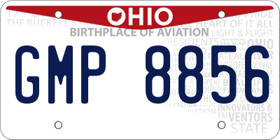 OH license plate GMP8856