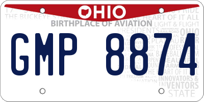 OH license plate GMP8874