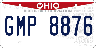 OH license plate GMP8876