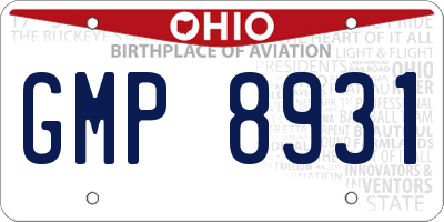 OH license plate GMP8931