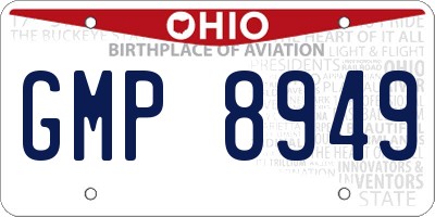 OH license plate GMP8949