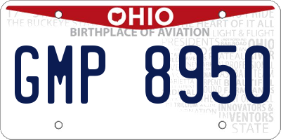 OH license plate GMP8950