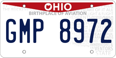 OH license plate GMP8972