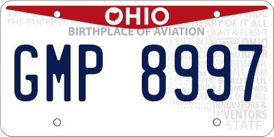 OH license plate GMP8997