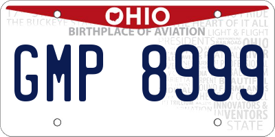 OH license plate GMP8999