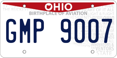 OH license plate GMP9007