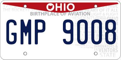 OH license plate GMP9008