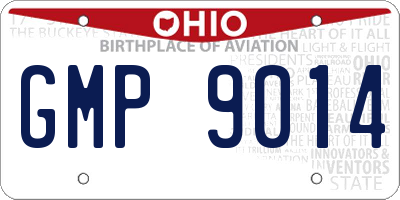 OH license plate GMP9014