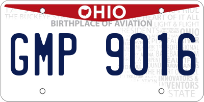 OH license plate GMP9016