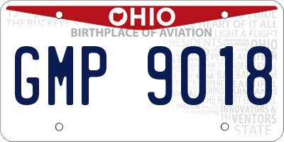 OH license plate GMP9018