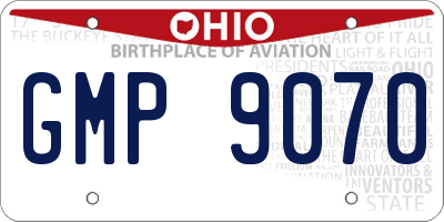 OH license plate GMP9070
