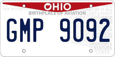 OH license plate GMP9092