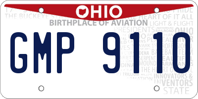 OH license plate GMP9110