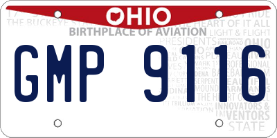 OH license plate GMP9116