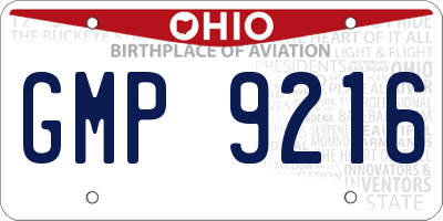 OH license plate GMP9216