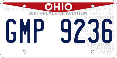 OH license plate GMP9236