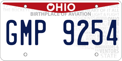 OH license plate GMP9254
