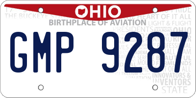 OH license plate GMP9287