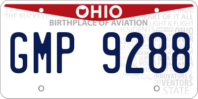 OH license plate GMP9288