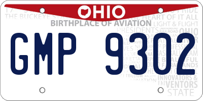 OH license plate GMP9302