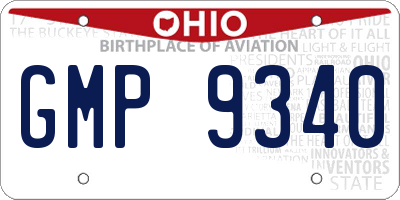 OH license plate GMP9340