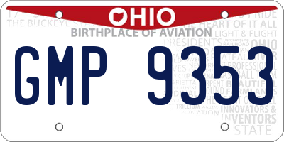 OH license plate GMP9353