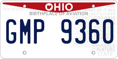 OH license plate GMP9360