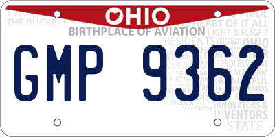 OH license plate GMP9362