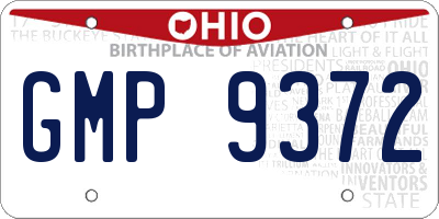OH license plate GMP9372