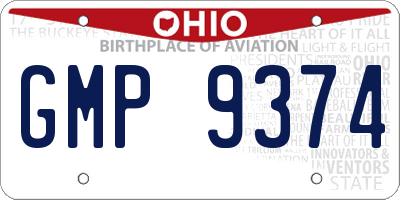 OH license plate GMP9374
