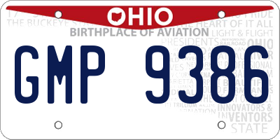 OH license plate GMP9386