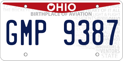 OH license plate GMP9387