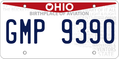 OH license plate GMP9390