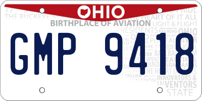OH license plate GMP9418