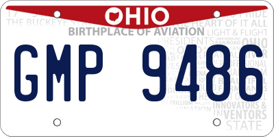 OH license plate GMP9486