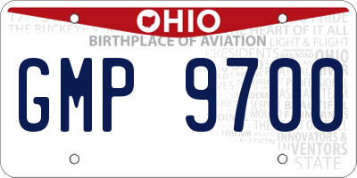 OH license plate GMP9700