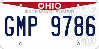 OH license plate GMP9786